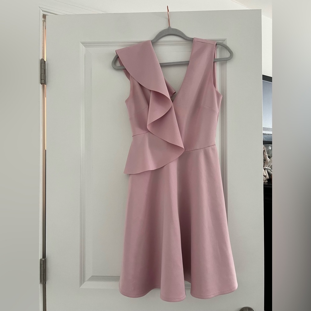 Ted Baker pink mini dress with gold zipper size 0